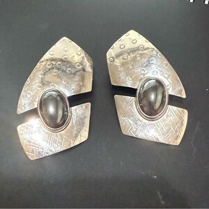 Elegant Silver and Black Geometric Earrings